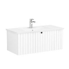 Vitra Root Groove 69387 Lavabo Dolabı, Tek Çekmeceli, 100 Cm, Mat Beyaz, Köşeli Lavabolu